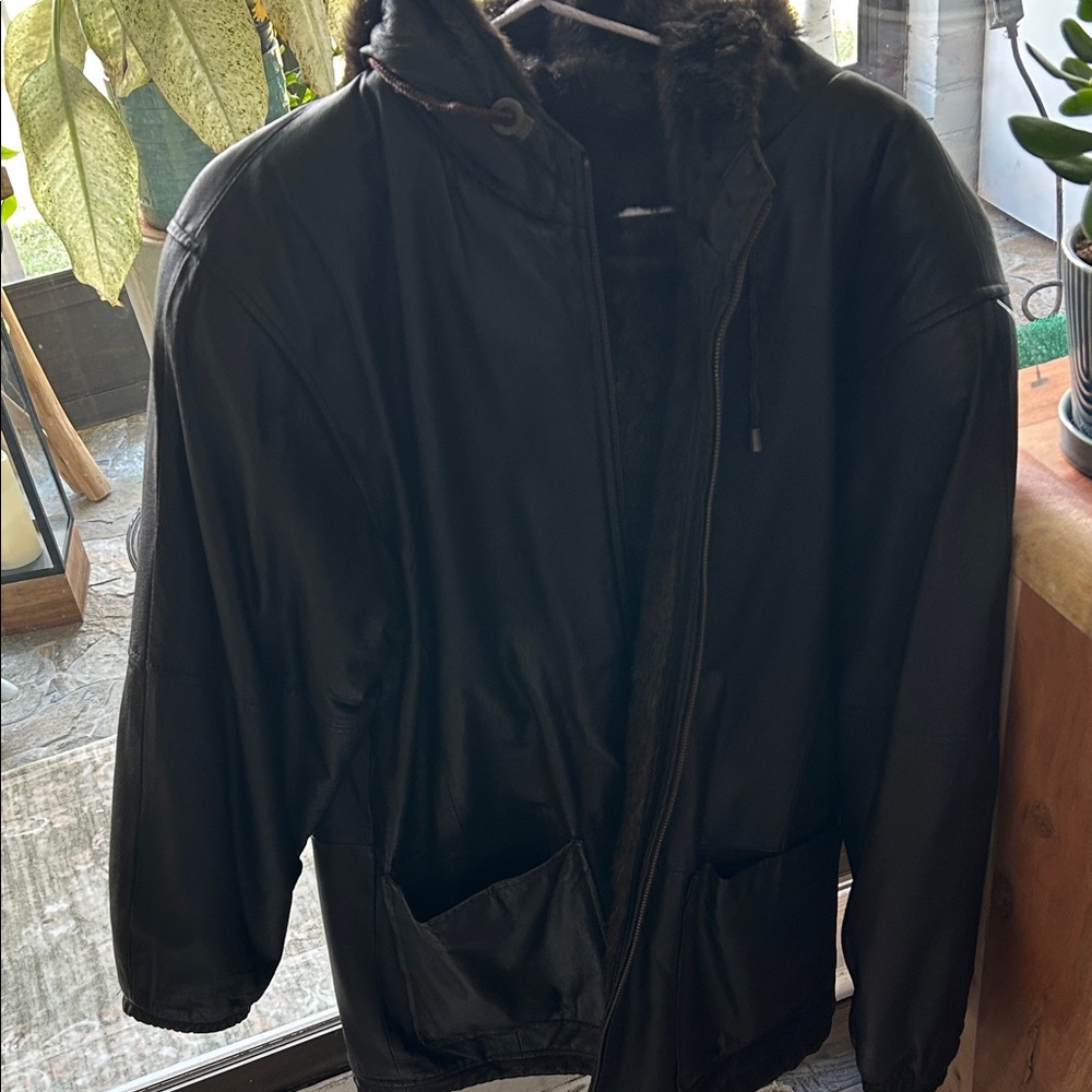 Heavy reversible Men's Black Fur-Lined Jacket